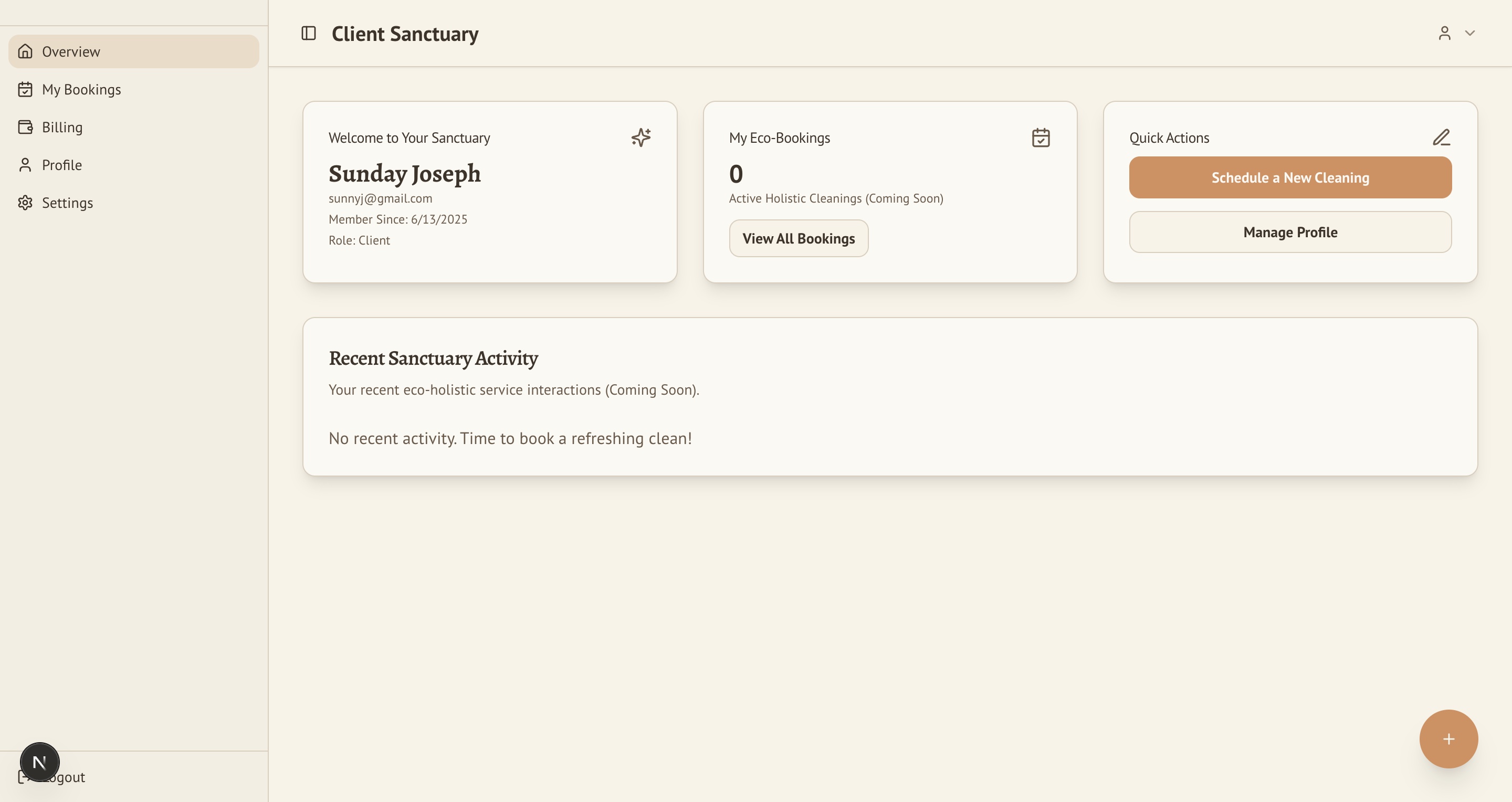 Client Dashboard Screenshot