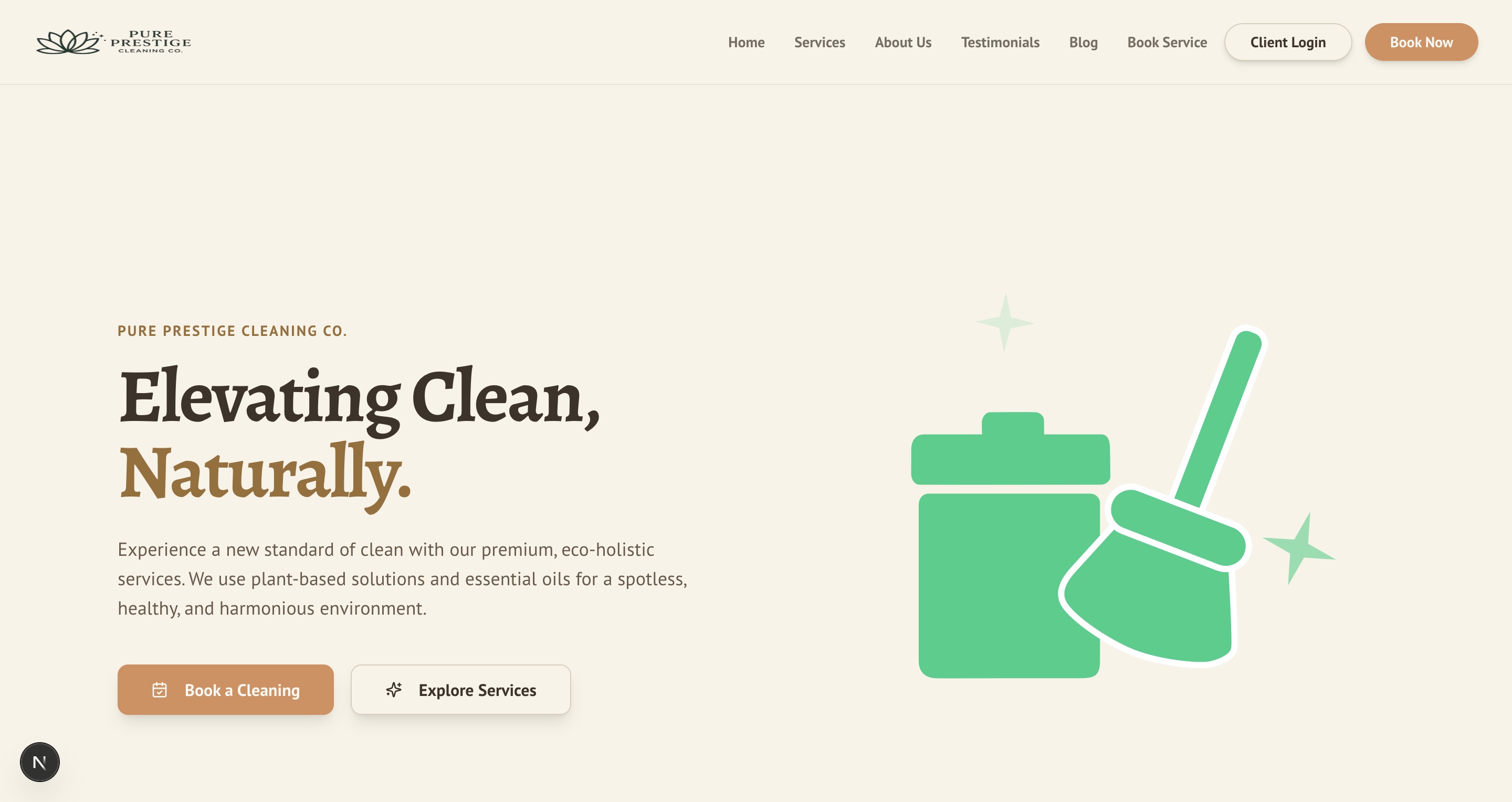 Pure Prestige Cleaning Landing Page