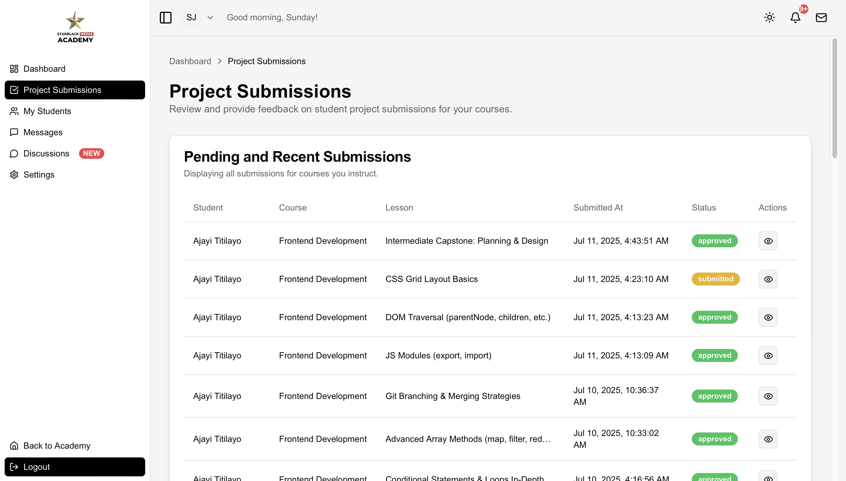 Project Submission Page